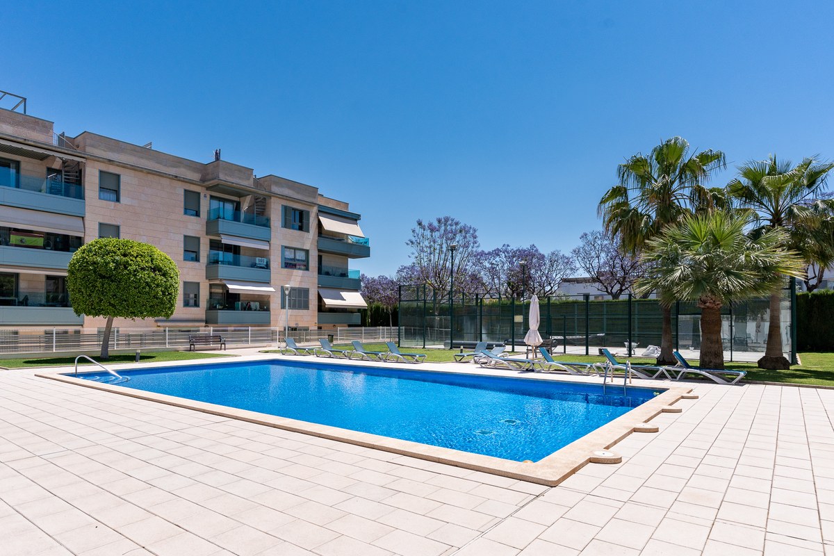 Communal pool with sun loungers