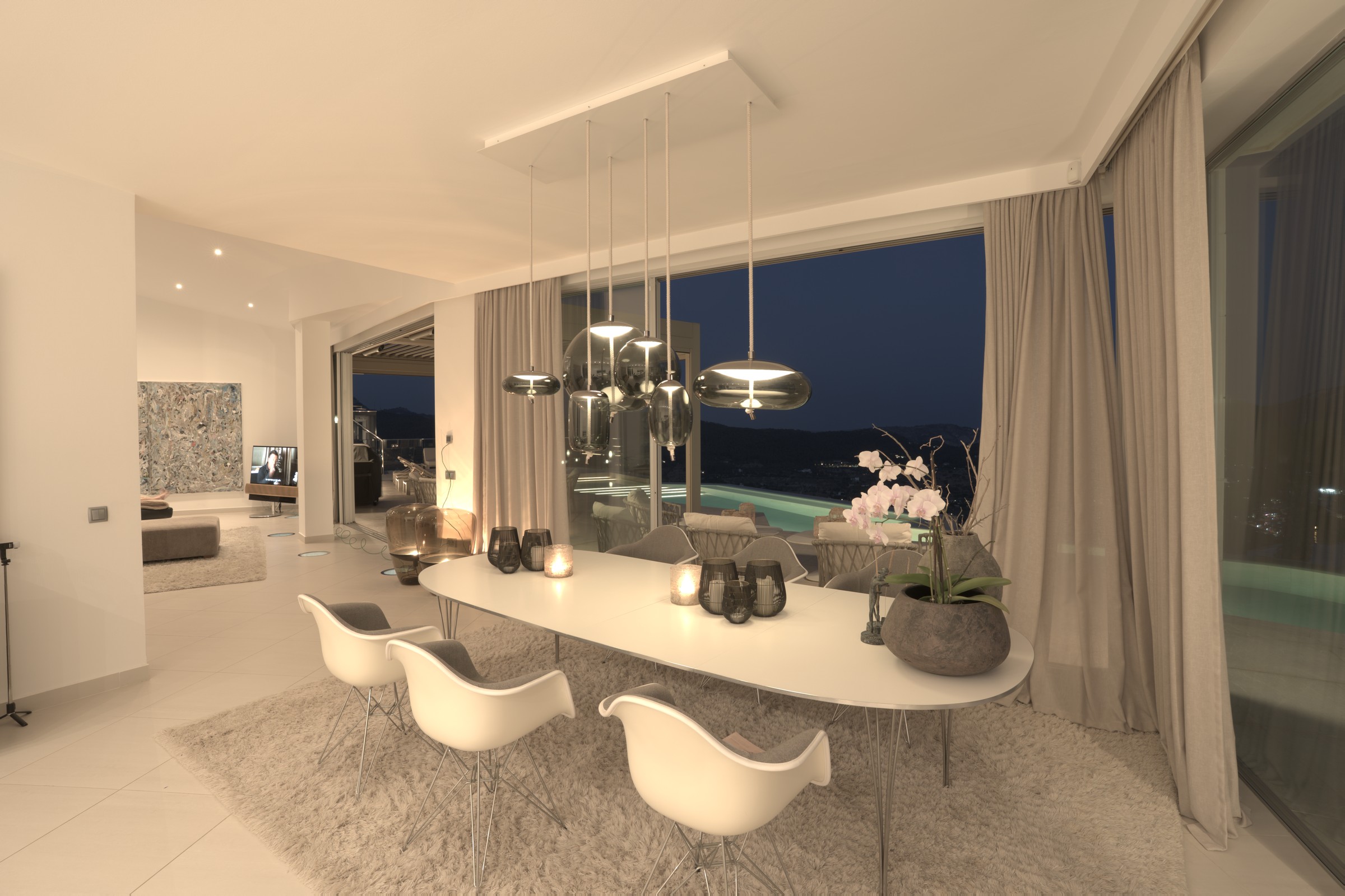Dining room at dusk