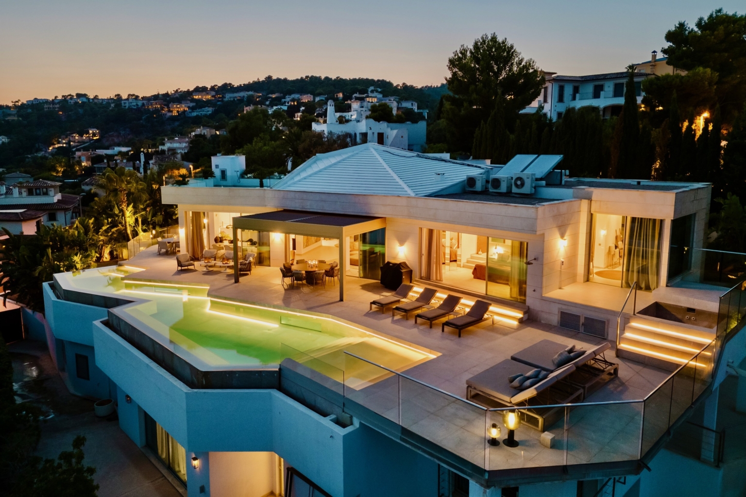 Casa Sunshine at dusk above Port d’Andratx