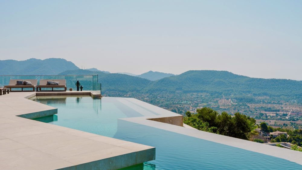 The edge of the infinity pool at Casa Sunshine over Port d’Andratx