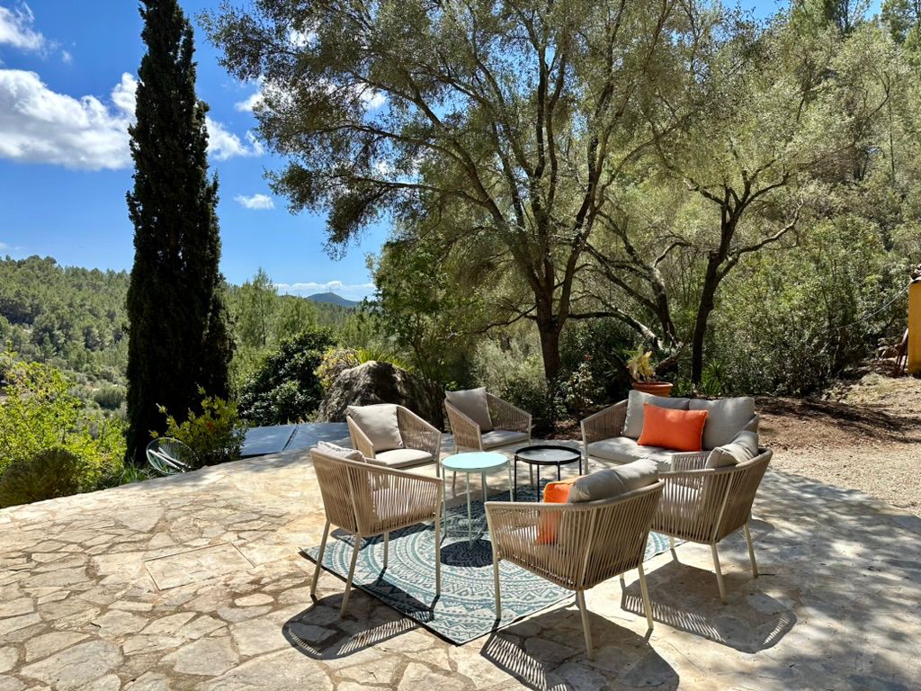 The terrace with a view over the valley, as it stands