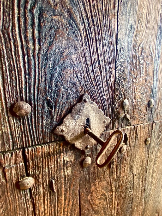 The original wooden door