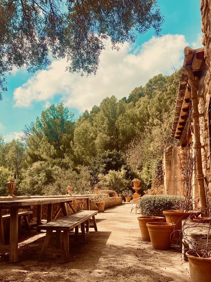 The long table by the house wall