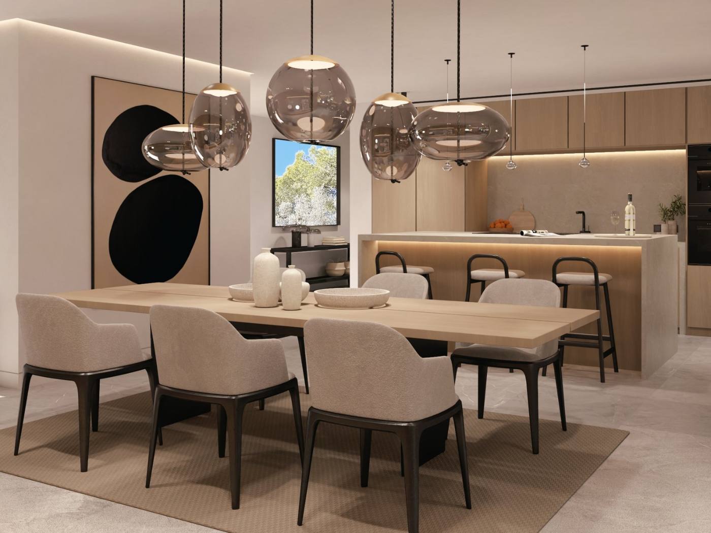 Villa Cabrera kitchen and dining visualisation