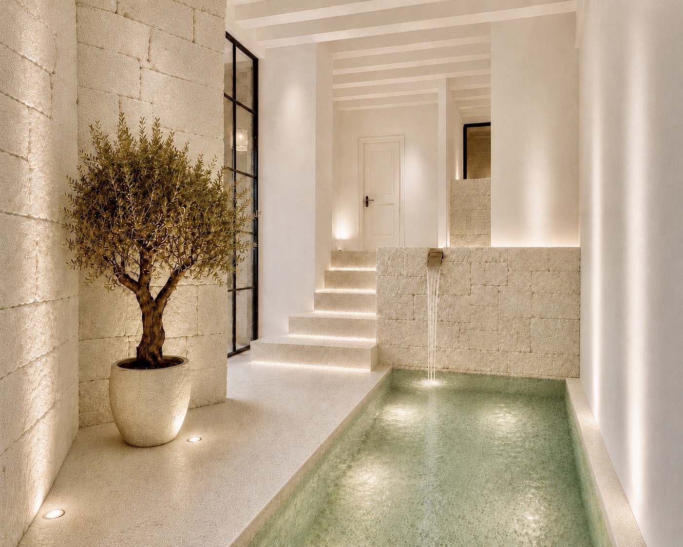 The indoor spa pool on the mezzanine floor of Soul Palace