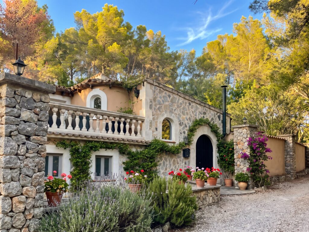 Casa Isoble, the stone house with planting along the terrace — visualisation, move-in-ready