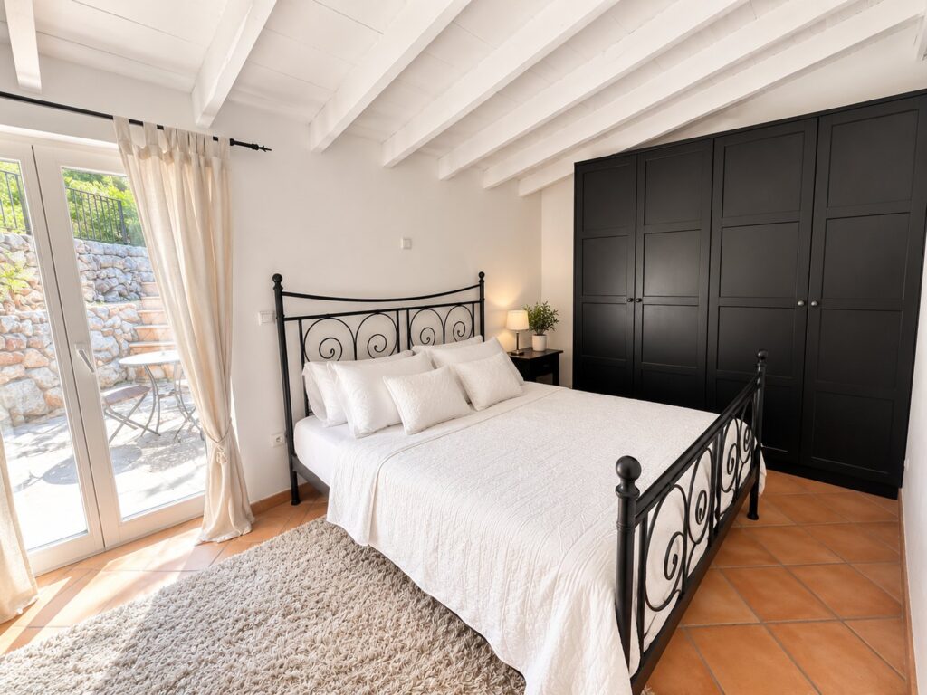 The main bedroom opening onto the terrace
